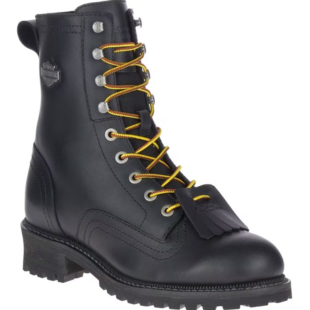 Harley Davidson Mens Teller Black 7.25 Inch Motorcycle Boots Size 10 D93693 NEW